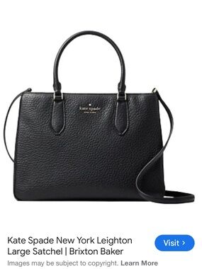 kate spade Black Pebbled Leather Satchel with Crossbody Strap